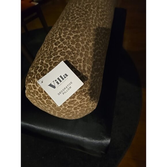 Villa By Noble Excellence Leopard Animal Bolster Pillow Tan New Body Long 36" - Picture 12 of 12